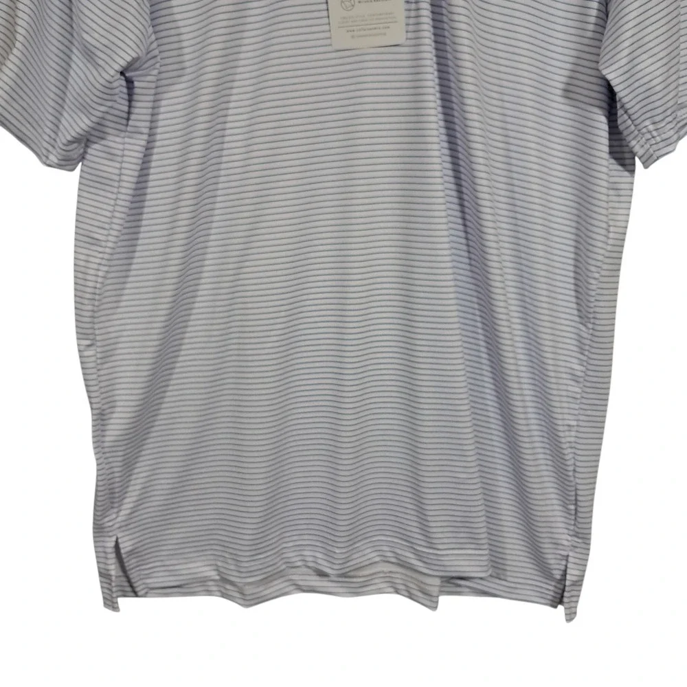 Collars & Co‎ Featherweight Flex Dress Collar Polo Shirt Small Blue Thin Stripe